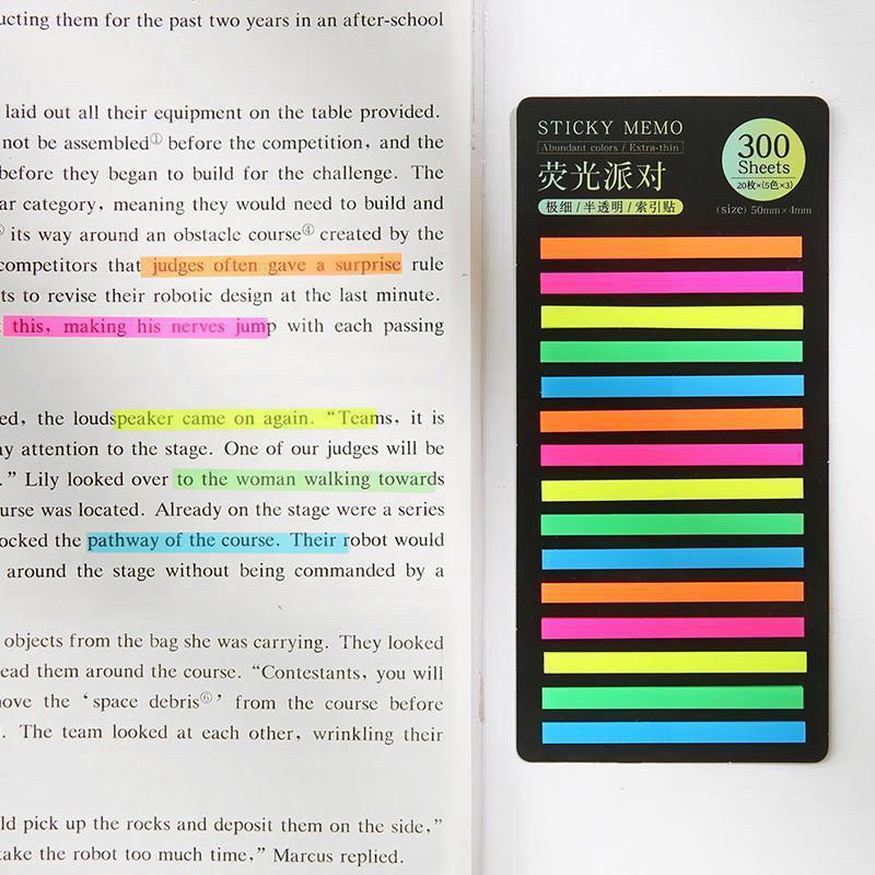 Giấy Note 300 tờ Đánh Dấu Trang Đơn Giản Ghi Chú Highlight Dòng Bookmark Nhiều Màu Gấu Mon