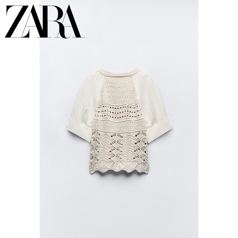 Zara new women's splicing sleeve knitwear