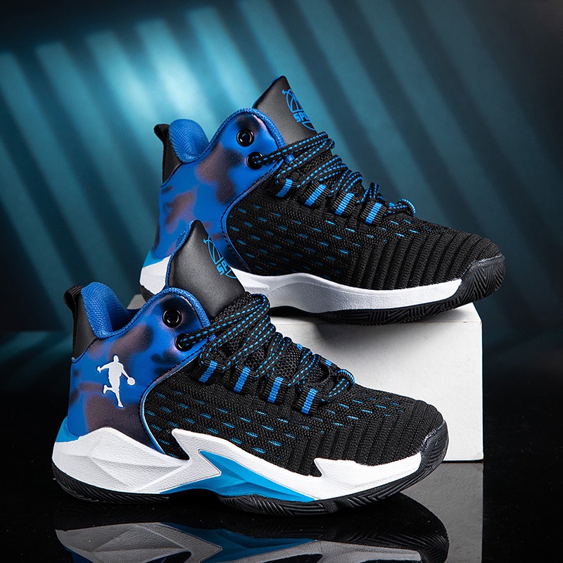 Giày bóng rổ bé trai thoáng khí 2023 mùa thu phong cách mới giày thể thao trẻ em soft-soled anti-slip middle big boys running shoes