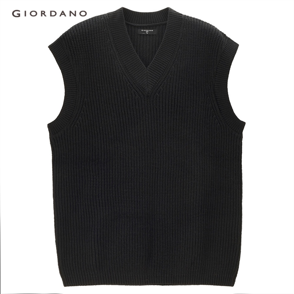 Áo ba lỗ GIORDANO 13053761 dệt kim không tay cổ V cho nam
