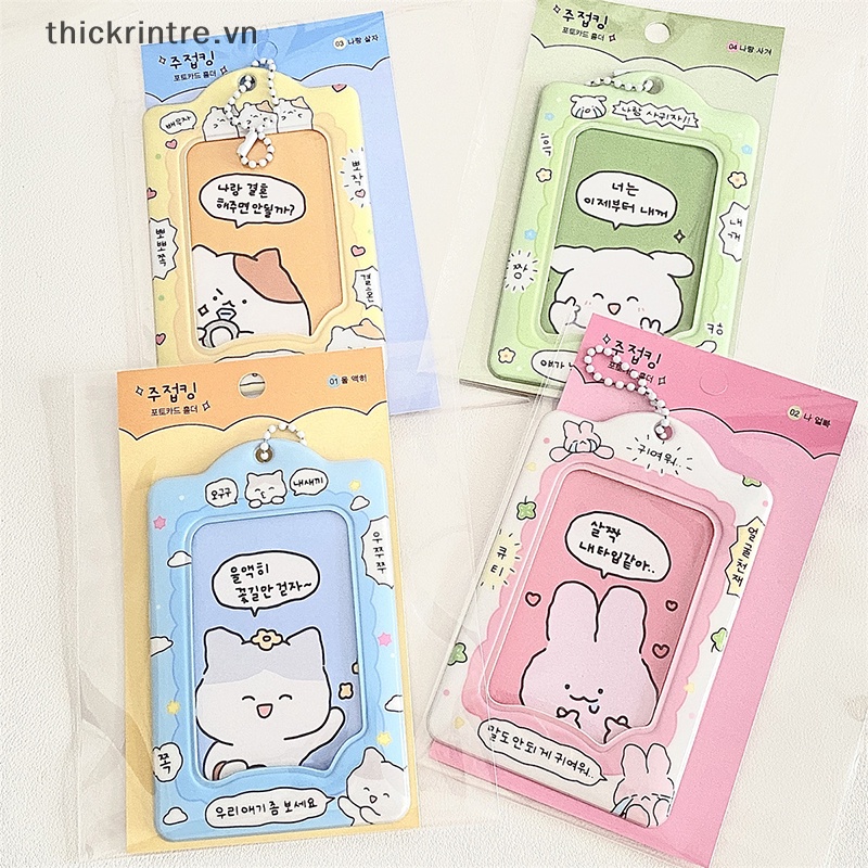 Thi fashion korea 3 inch photocard holder kpop card keychain mặt dây chuyền thần tượng chủ thẻ xe buýt ngân hàng id thẻ bìa đồ dùng học sinh vn