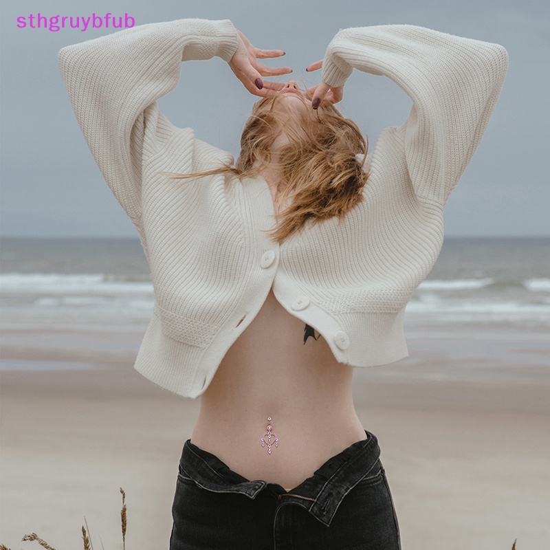 Sthb 1 cái nhẫn nút bụng trái tim phụ nữ thời trang zircon vòng bụng dangle rốn trang sức cơ thể barbell pircing vn