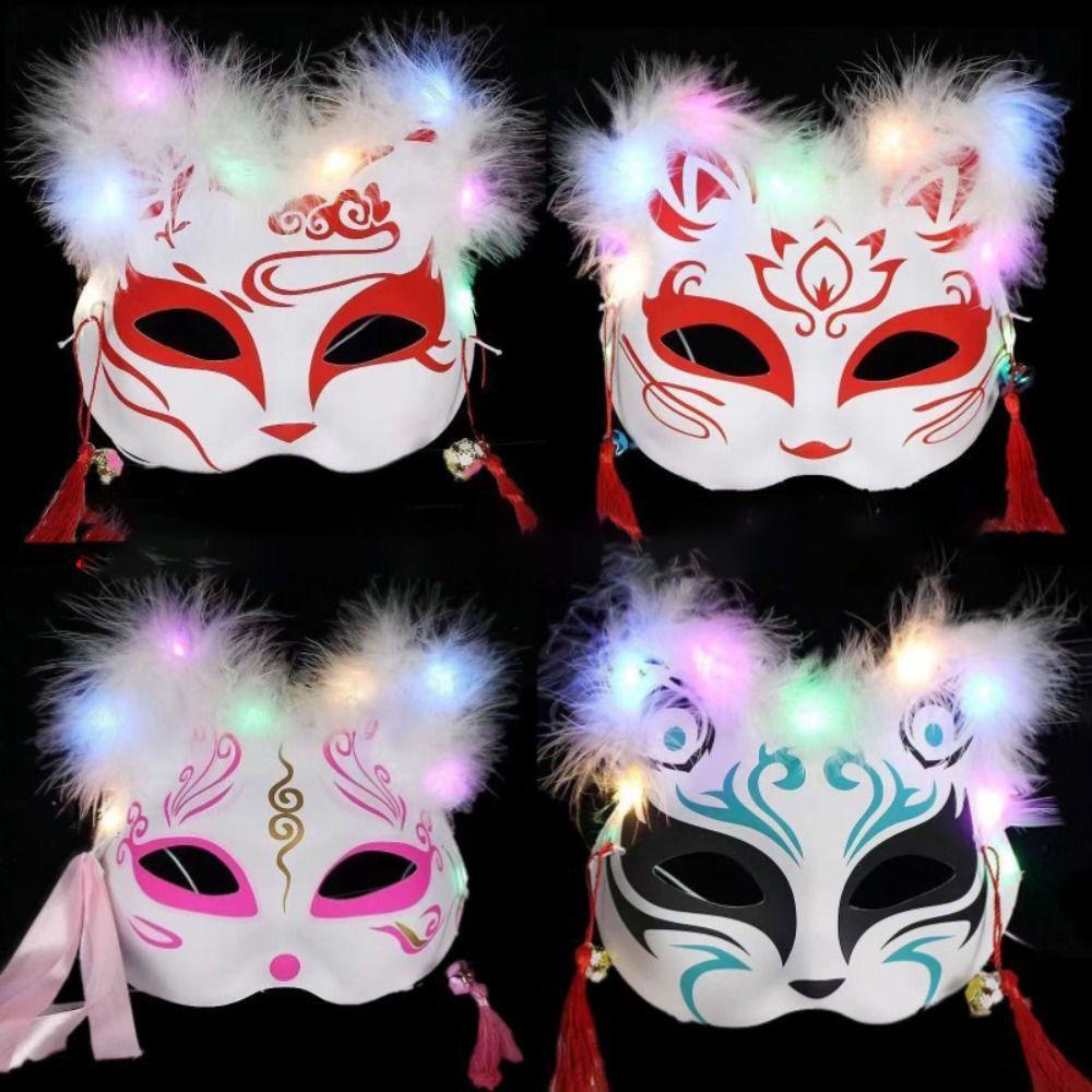 Rosegoods1 Mặt Nạ Hóa Trang Cáo / anime Nửa Mặt Có Đèn led Phát Sáng Vui Nhộn Cho Bữa Tiệc