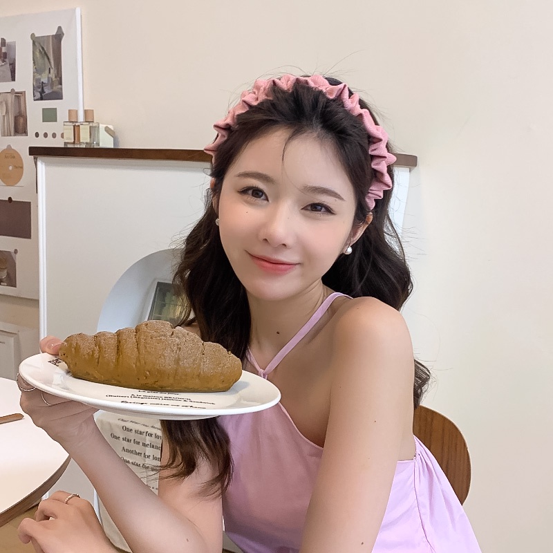 Vòng đeo đầu tình yêu màu hồng hàn quốc vòng gấp tóc mới rửa mặt rộng bên đầu lâu cao đầu lâu vòng đeo tóc nữ