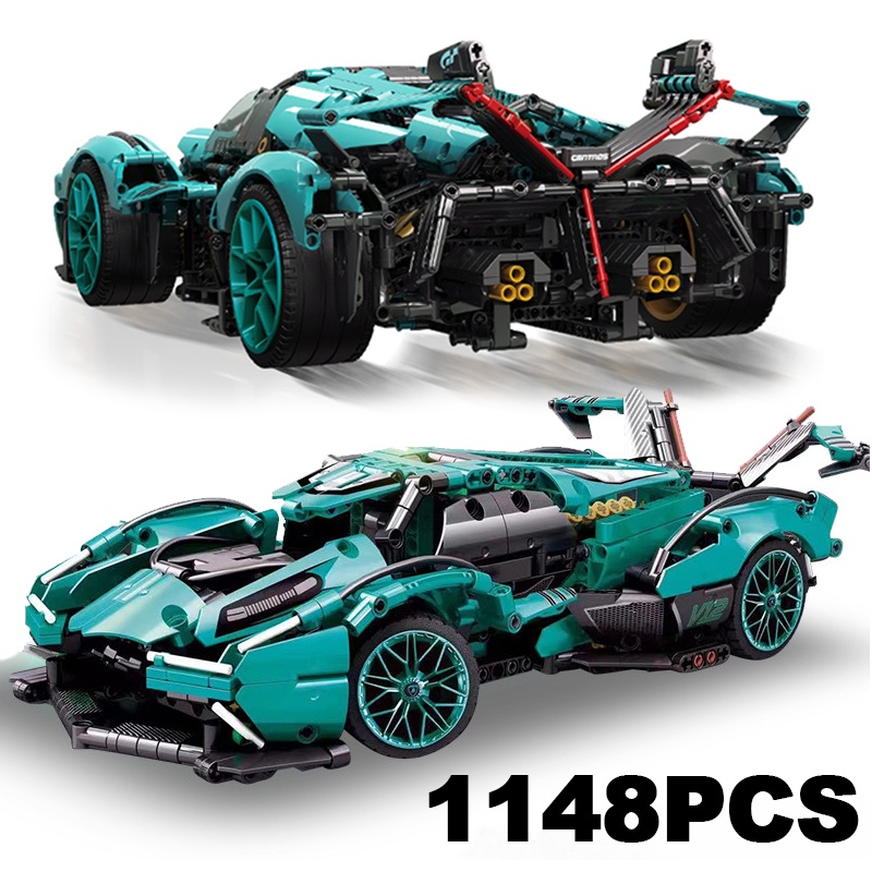 Đồ chơi lắp ráp mô hình siêu xe Technical Lamborghinis V12  1:14 Super Speed Racing Car 22002  1148pcs （phiên bản tĩnh）
