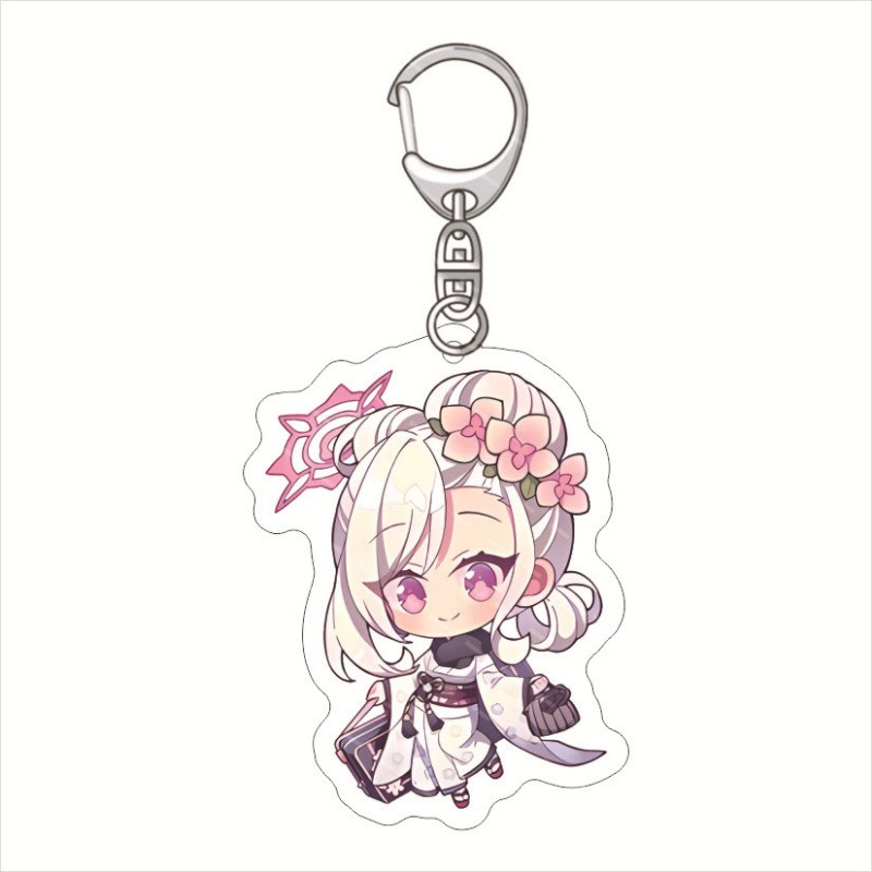 Blue archive anime keychain phụ nữ aru sunaokami shiroko hayase yuka chuỗi chìa khóa acrylic người đàn ông vòng chìa khóa dễ thương túi ita mặt dây chuyền trang trí