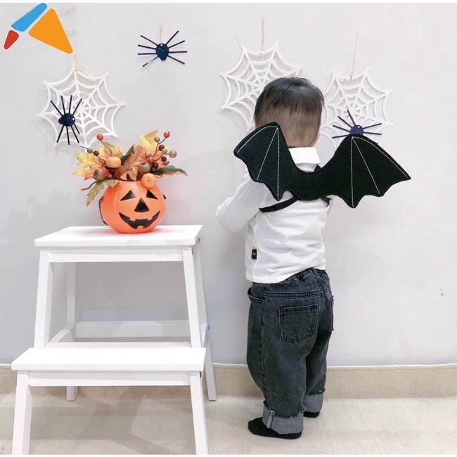 Jii halloween gothic cánh dơi với dây đai đàn hồi đạo cụ cosplay trang phục halloween phụ kiện cho bé trai quà tặng cô gái