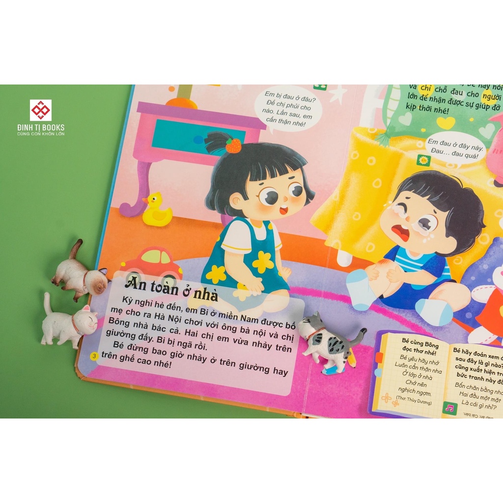 Sách Âm Thanh Bé Học Nói - Có Đọc Thơ Và Bài Hát - 30 nút - Đinh Tị