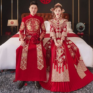((Sẵn Sàng) Váy Cưới Cặp Đôi Nhẹ Sang Trọng Cao Cấp Cao Cấp Cao Cấp Xiuhe 2025 Phong Cách Mới Cưới Xuân Hè Váy Cưới Trung Quốc Khí Quyển Cao Cấp Váy Hexiu Nữ Cô Dâu Váy Cưới Chổi Váy Cưới Xiuhe Váy Cô Dâu Người Lớn Váy nướng