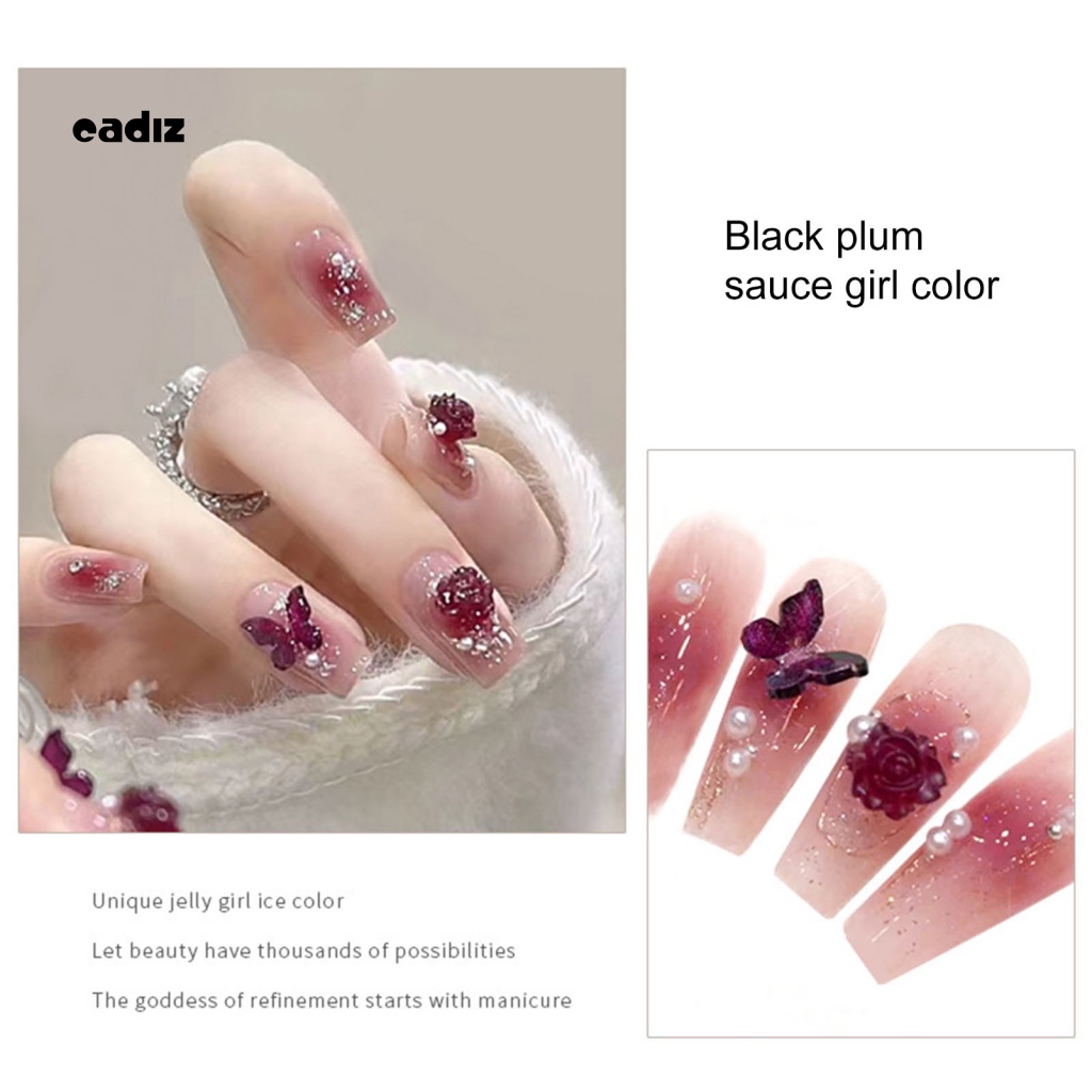 1 Hộp Phụ Kiện Trang Trí Móng Tay Nghệ Thuật Hình Hoa Bướm 3D Nhiều Phong Cách