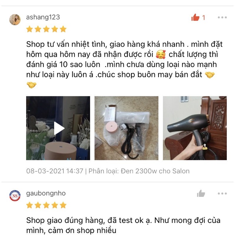 Máy sấy tóc công suất lớn, máy sấy tạo kiểu công suất 2300W sấy 2 chiều chuẩn salon tặng kèm đầu sấy cực kì tiện lợi