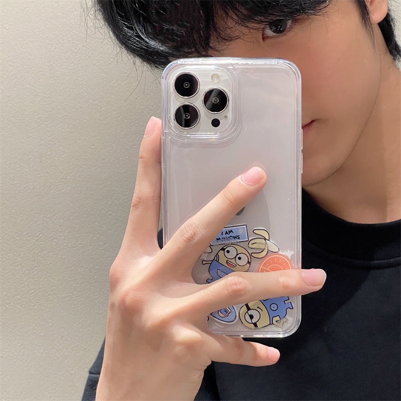 Ốp Điện Thoại Cứng Trong Suốt Chống Sốc Có Nước Kim Tuyến Họa Tiết Hoạt Hình Cho iphone 11 12 13 14 pro max 14 plus
