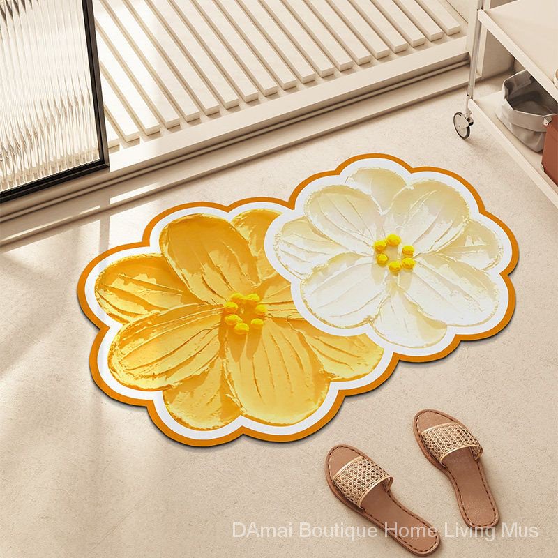 Thảm Lót Sàn Mềm Mại Thấm Hút Nước Nhanh Khô Chống Trượt Hình Bông Hoa