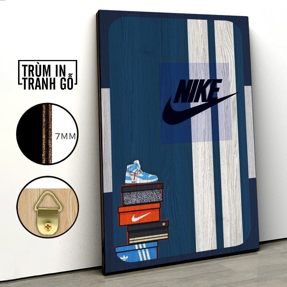 Tranh in gỗ trang trí nội thất Nike Giày Thể Thao Fashion Brand Sneaker decor phòng ngủ phòng khách văn phòng