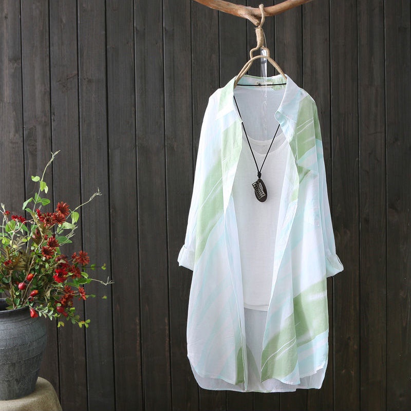 Áo Sơ Mi Chiffon Dài Tay Chống Nắng Dáng Rộng In Họa Tiết Phong Cách Mới Cho Nữ