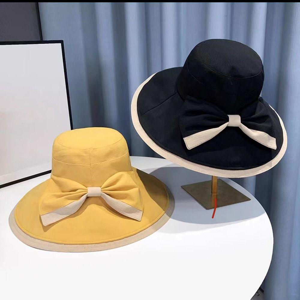 Nón Rộng Vành Chống Nắng / Tia UV Thắt Nơ Xinh Xắn Thời Trang Đi Biển Cho Nữ