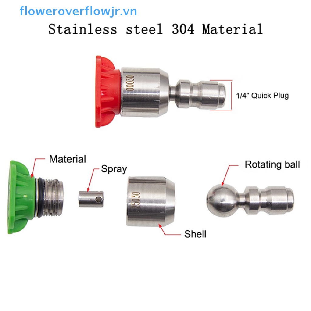 Vòi Phun Nước Áp Suất Cao 1 / 4 "Bằng Thép Không Gỉ Xoay 360 Độ 0 15 25 40 Độ