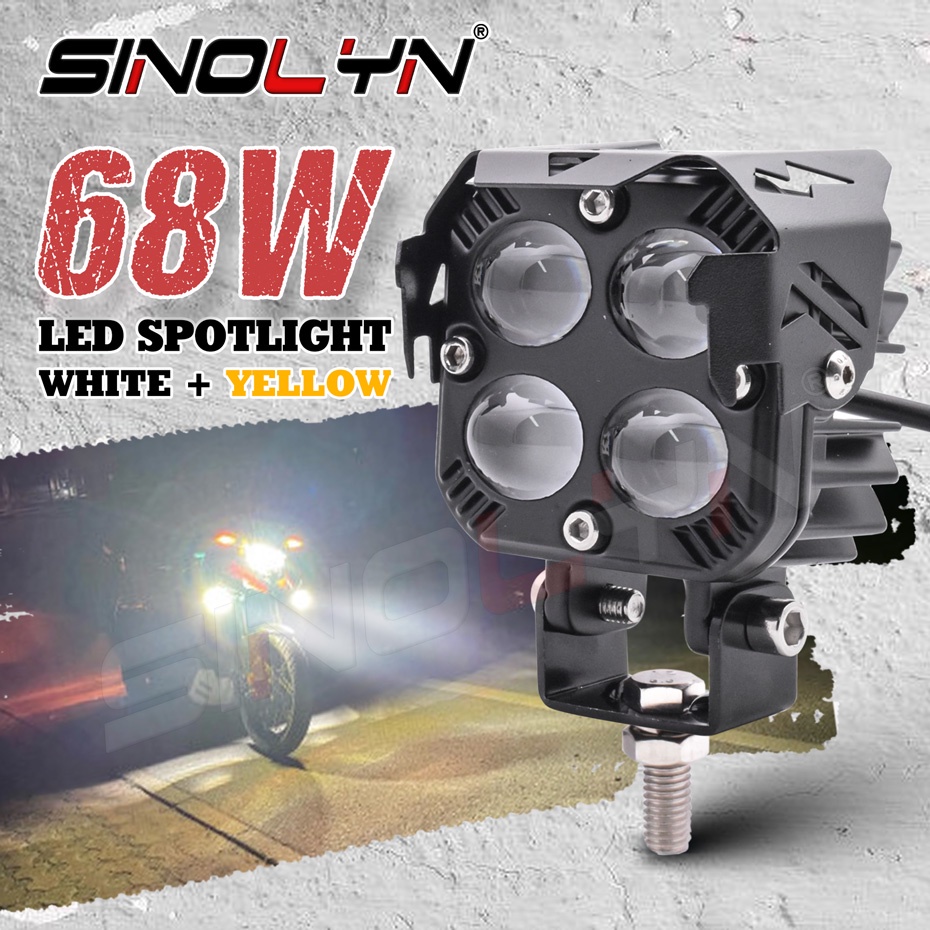 Đèn Pha led 12 Bóng 68w 3 inch Ánh Sáng Trắng / Vàng Chuyên Dụng Cho Xe Mô Tô yamaha xsr 155 honda winner x