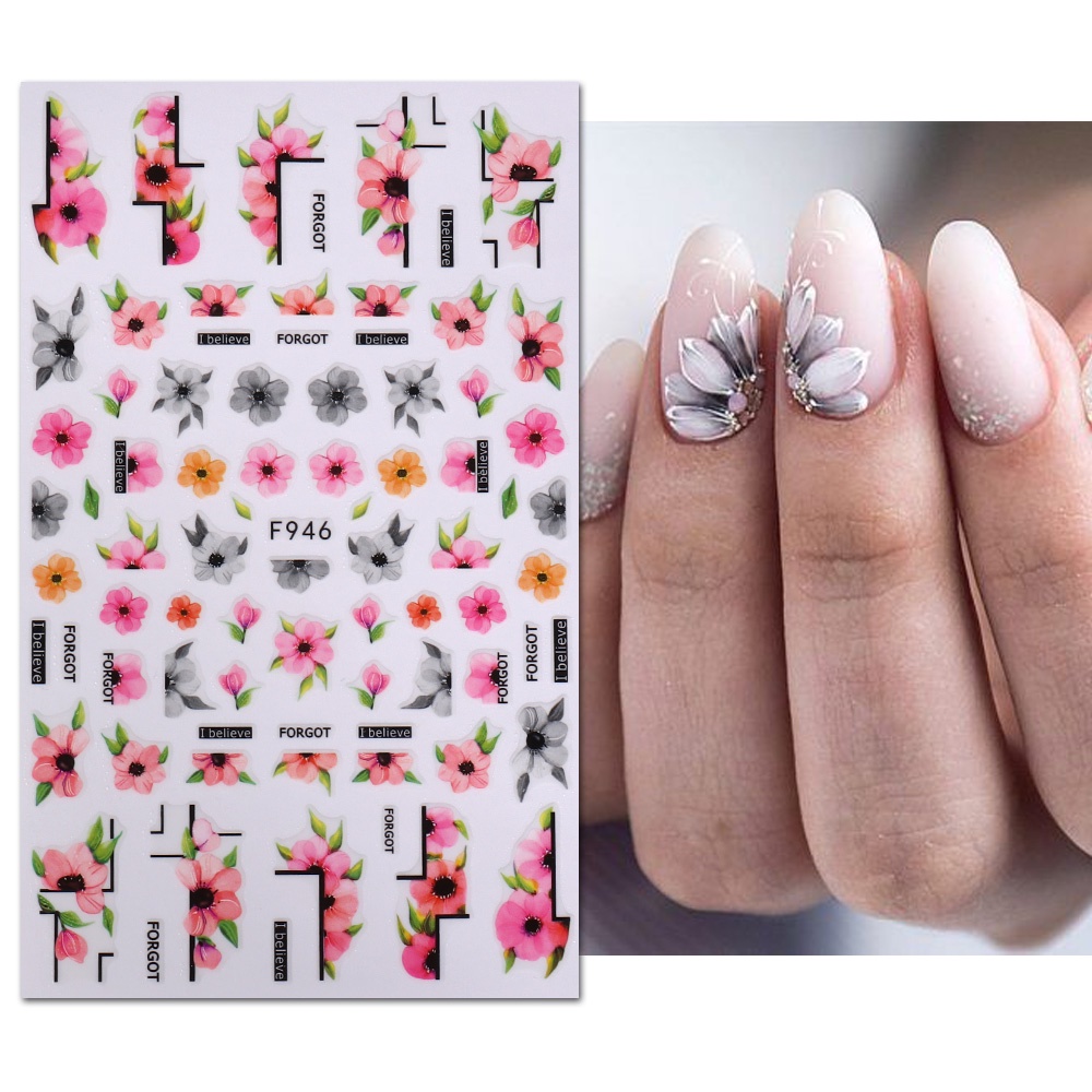 Miếng Dán Trang Trí Móng Tay 3D Nhiều Màu Sắc Thời Trang