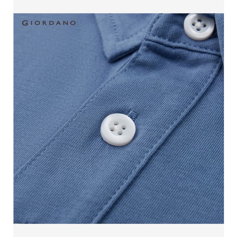 Áo thun polo GIORDANO mỏng cotton 100% dệt kim thêu họa tiết chữ cái dành cho nam