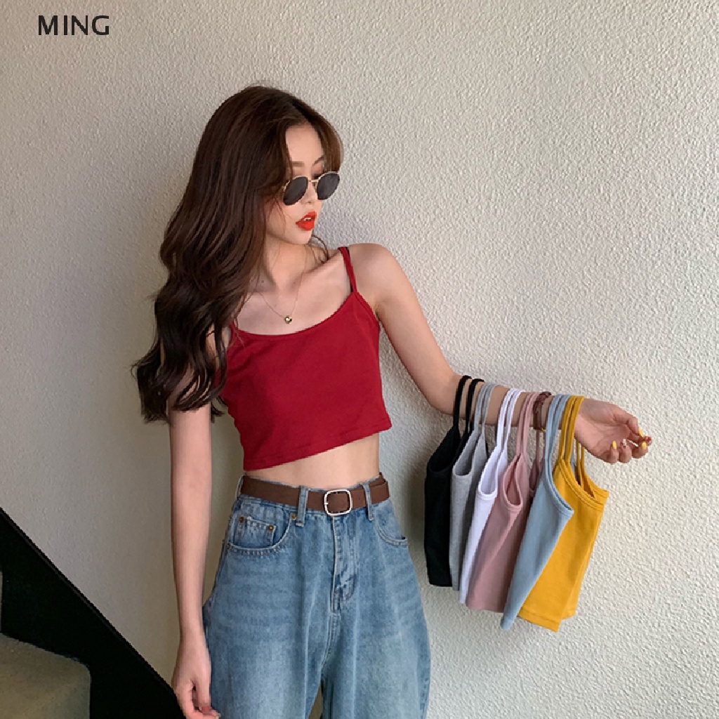 Áo Croptop Hai Dây Màu Trơn Gợi Cảm Cho Nữ