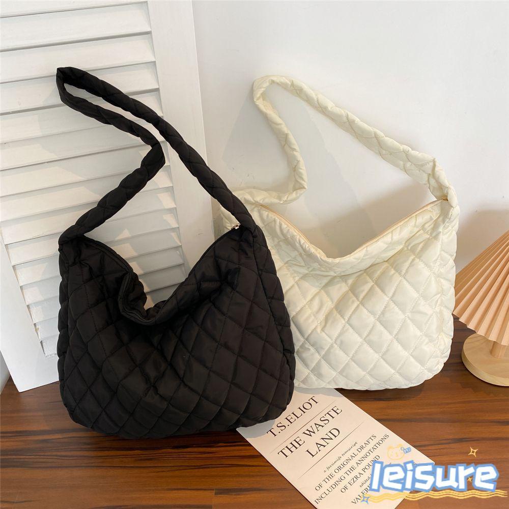 Túi xách đeo vai lớn in họa tiết kẻ sọc phong cách mùa đông đáng yêu cho nữ