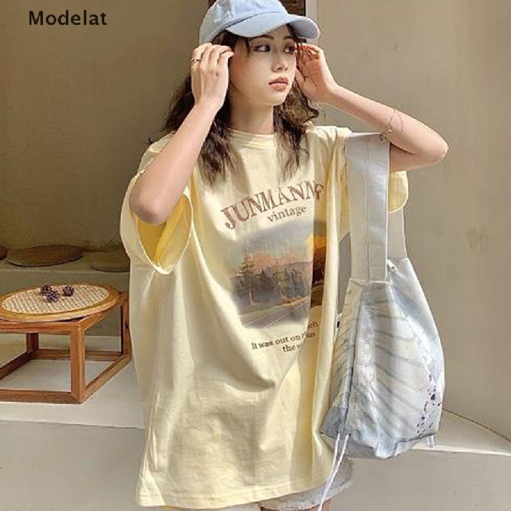 Áo Thun Tay Ngắn Cổ Tròn Dáng Rộng In Họa Tiết Thời Trang Mùa Hè Phong Cách Harajuku Cho Nữ