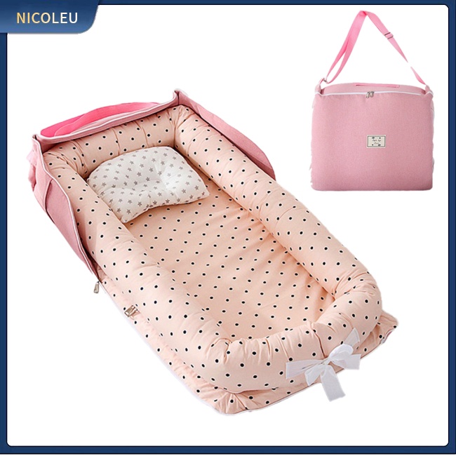 Đồ Chơi Nhân Vật Nicoleu | Set 2 Gối Ngủ Cotton Di Động Cho Bé Sơ Sinh