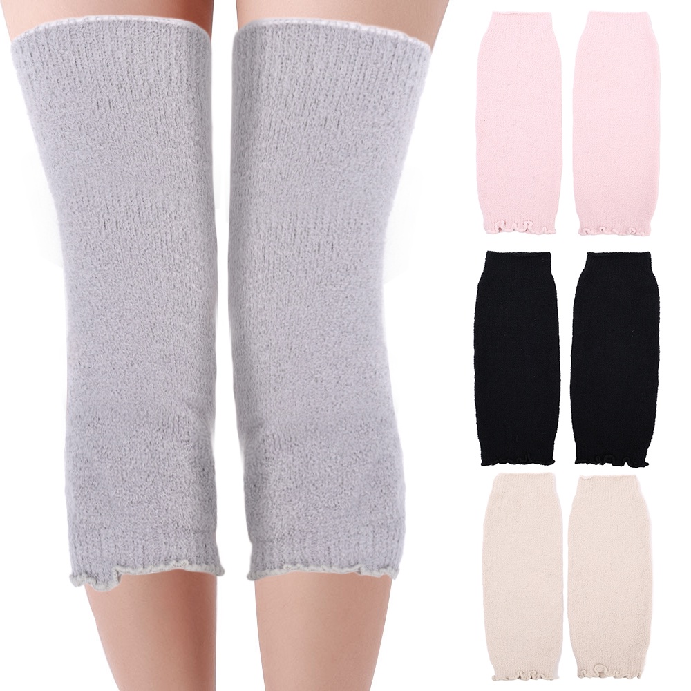 1 Cặp Tất Ống Chân Dệt Kim Co Giãn Thoáng Khí Chống Trượt Giữ Ấm Đầu Gối
