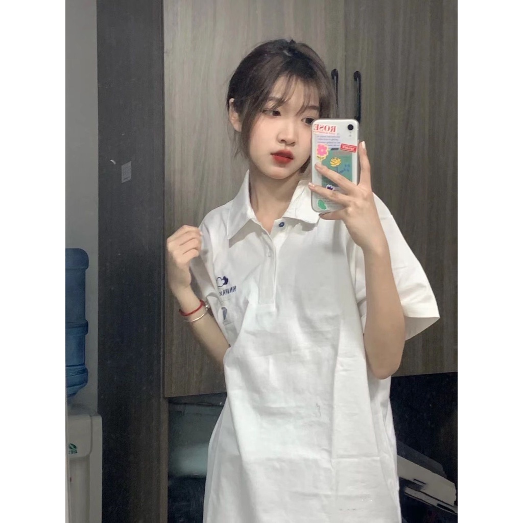 Áo polo Tay Ngắn Dáng Rộng Thiết Kế Mới Thời Trang Mùa Hè Theo Phong Cách Hàn Quốc Cho Nữ