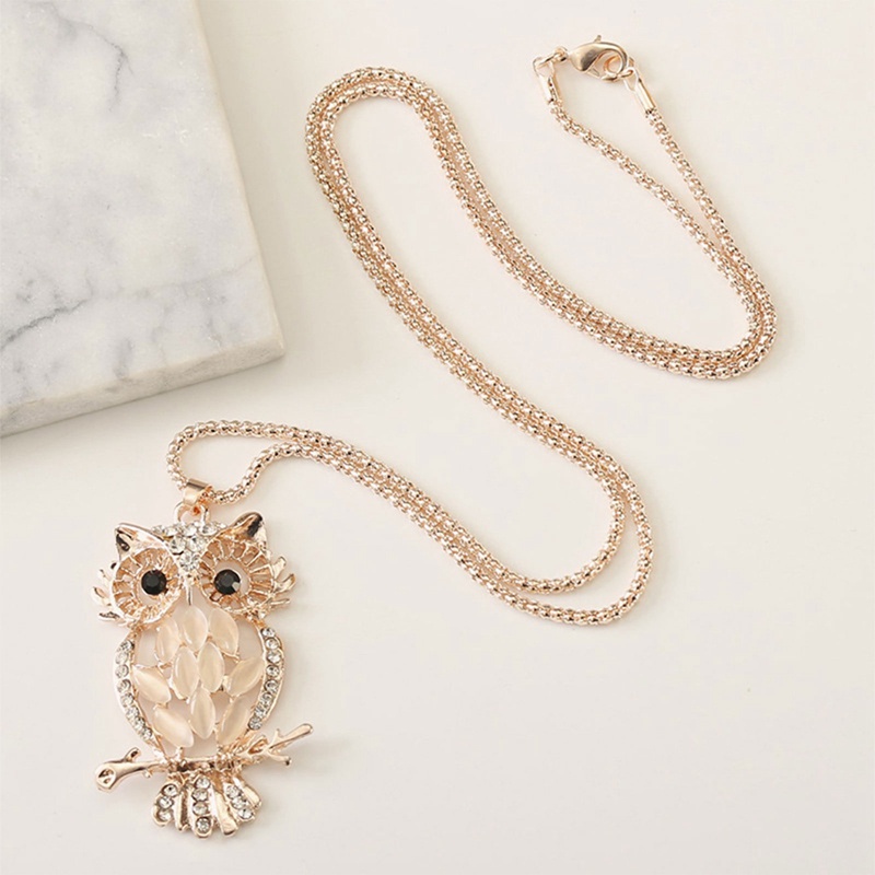 Vòng cổ Hợp Kim Mặt Hình Cú Mèo Đính Đá Opal Thời Trang