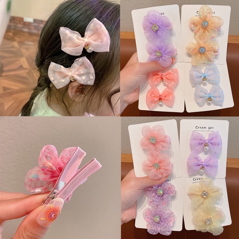 Set 2 Kẹp Tóc Nơ Xinh Xắn Dành Cho Bé Gái