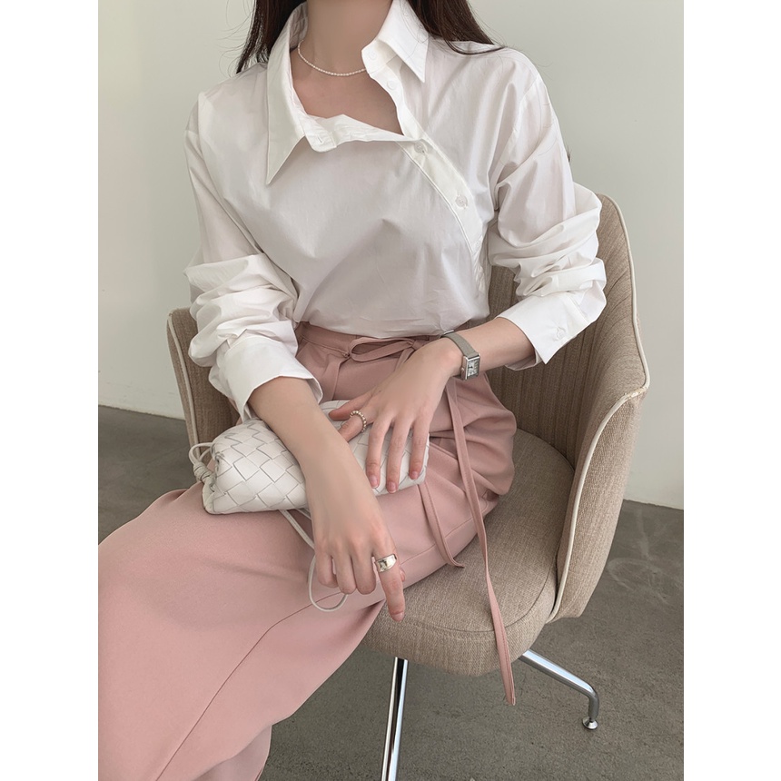 Áo Sơ Mi Nữ Tay Dài Dáng Rộng Phong Cách Hàn Quốc