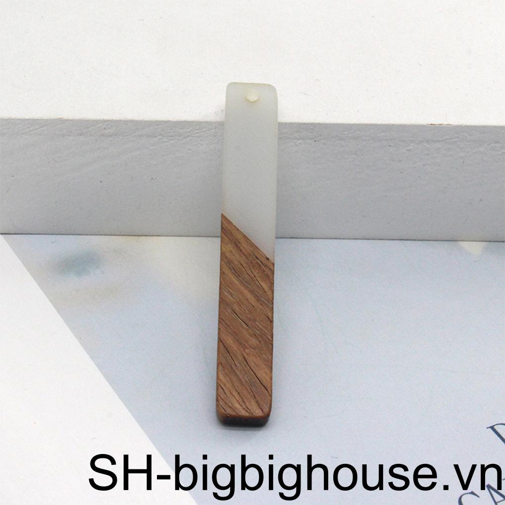 Set 5 Mặt Vòng cổ / Móc Khóa Hình Chữ Nhật Bằng Gỗ Resin Tinh Tế