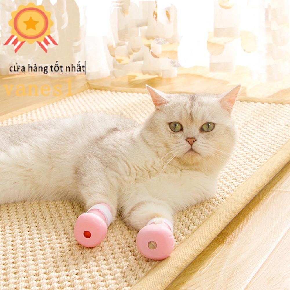 Bộ 4 Miếng Silicone Bọc Chân Mèo Chống Trầy Nhiều Màu