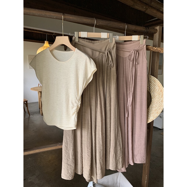 Quần dài SUXI ống rộng lưng cao thiết kế đơn giản thời trang mùa hè cho nữ