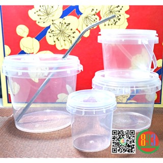 Set 10 Xô nhựa mini có quai và nắp, chất nhựa PP an toàn đựng trà sữa, hoa quả dầm, kẹo chip chip___