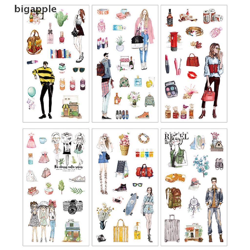 Set 6 Tấm Sticker Cá Voi Dễ Thương Dán Trang Trí Đa Dụng