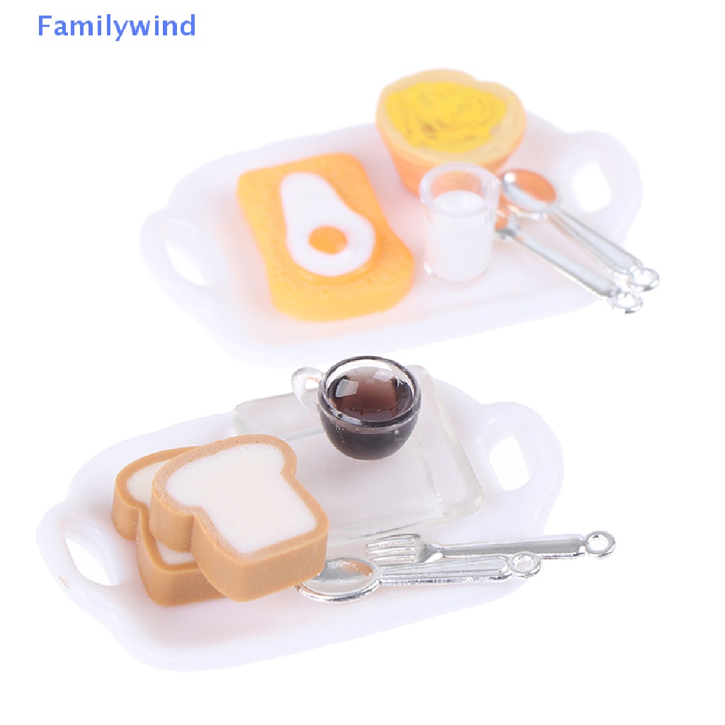 Bộ Mô Hình Bữa Sáng + Khay Đựng Thức Ăn Tỷ Lệ 1: 12 Độc Đáo Trang Trí Nhà Búp Bê