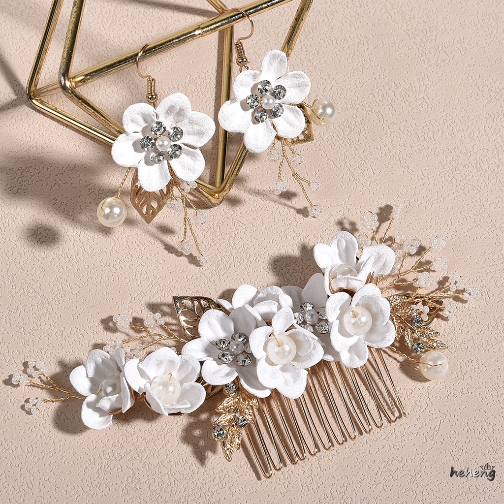 Bộ Bông Tai Lược Chải Tóc Thả Lược Bằng Hợp Kim Màu Sắc Ngọt Ngào Trang Trí Tiệc Cưới Kỷ Niệm