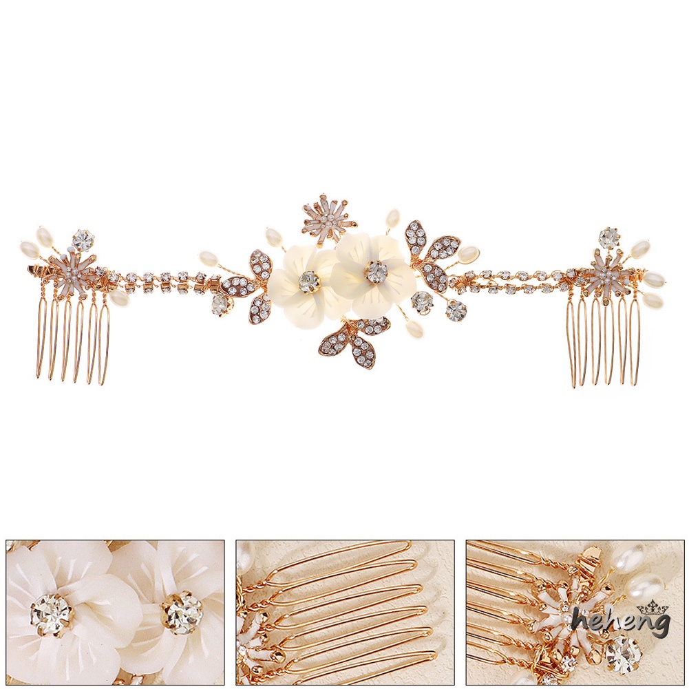 Cặp Lược Cài Tóc Hình Hoa Đính Ngọc Trai Nhân Tạo Thời Trang