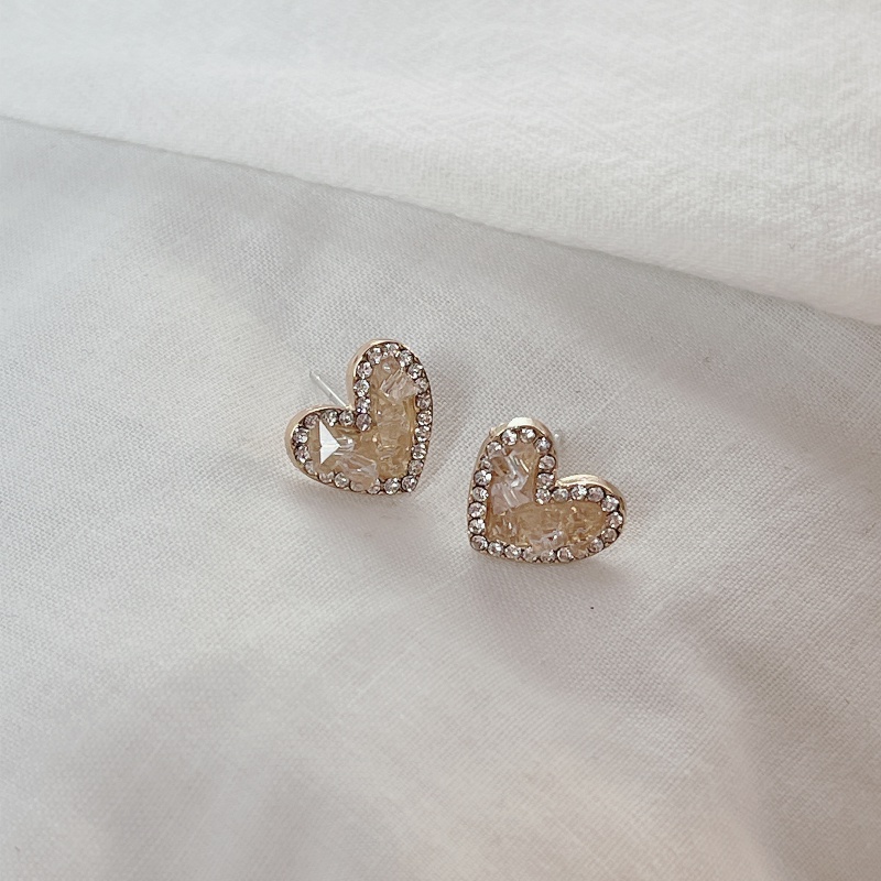 Khuyên Tai Hình Trái Tim Đính Đá Pha Lê Phong Cách Mới Cho Nữ