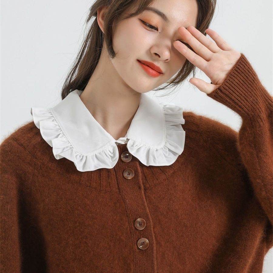 Áo Sweater Cổ Ren Giả Phối Váy Thời Trang Xinh Xắn Cho Nữ