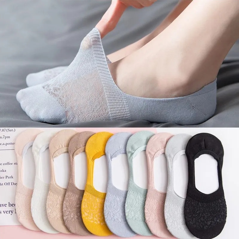 1 Đôi Vớ Ngắn Bằng Vải Lưới Cotton Siêu Mỏng Thoáng Khí Chống Trượt Phong Cách Nhật Bản