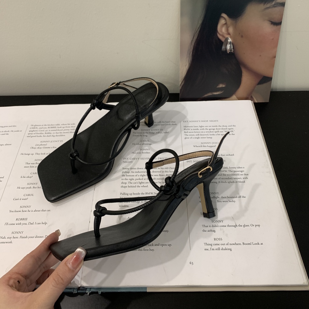 Sandal Cao Gót Mũi Vuông Thiết Kế Mới Thời Trang Mùa Hè 2023 Dành Cho Nữ