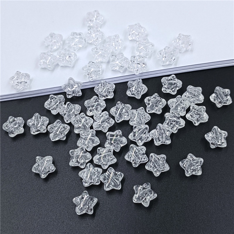 Set 50 Hạt Thủy Tinh Hình Ngôi Sao Năm Cánh 10mm Tự Làm Trang Sức Thời Trang