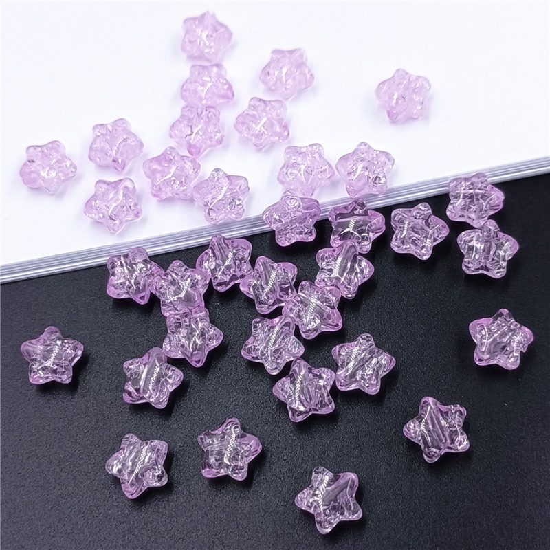 Set 50 Hạt Thủy Tinh Hình Ngôi Sao Năm Cánh 10mm Tự Làm Trang Sức Thời Trang