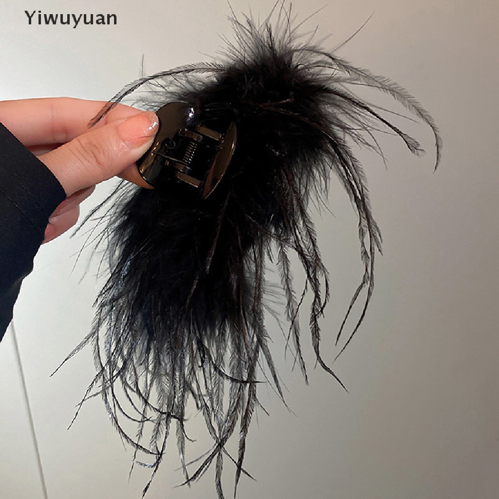 &lt; Yiwuyuan &gt; Kẹp Tóc Hình Lông Đà Điểu Dễ Thương Thời Trang Mùa Đông Dành Cho Nữ