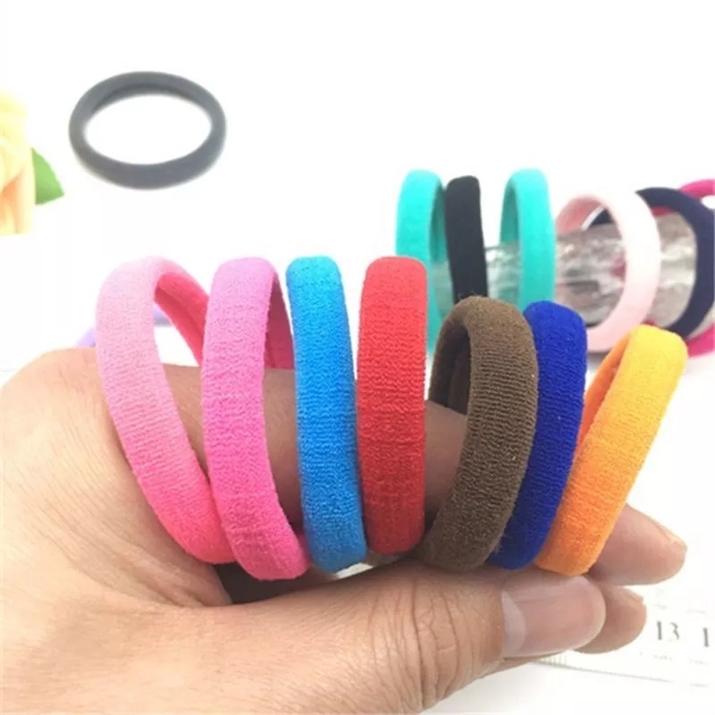 Set 50 / 100 Dây Thun Cột Tóc Co Giãn Nhiều Màu Sắc Dành Cho Nữ