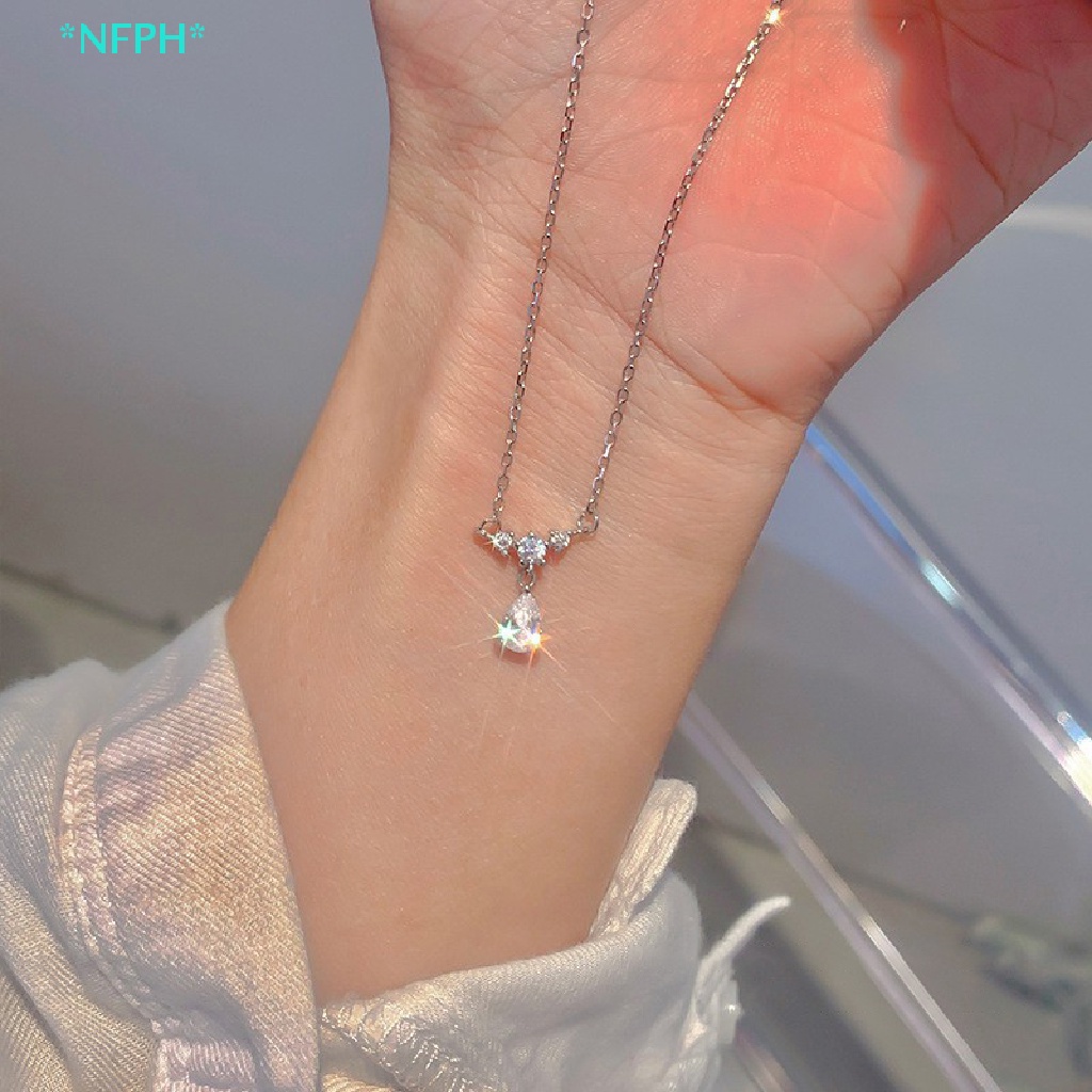 Vòng cổ Mặt Hình Giọt Nước Đính Đá Zircon Đơn Giản Cho Nữ Mới